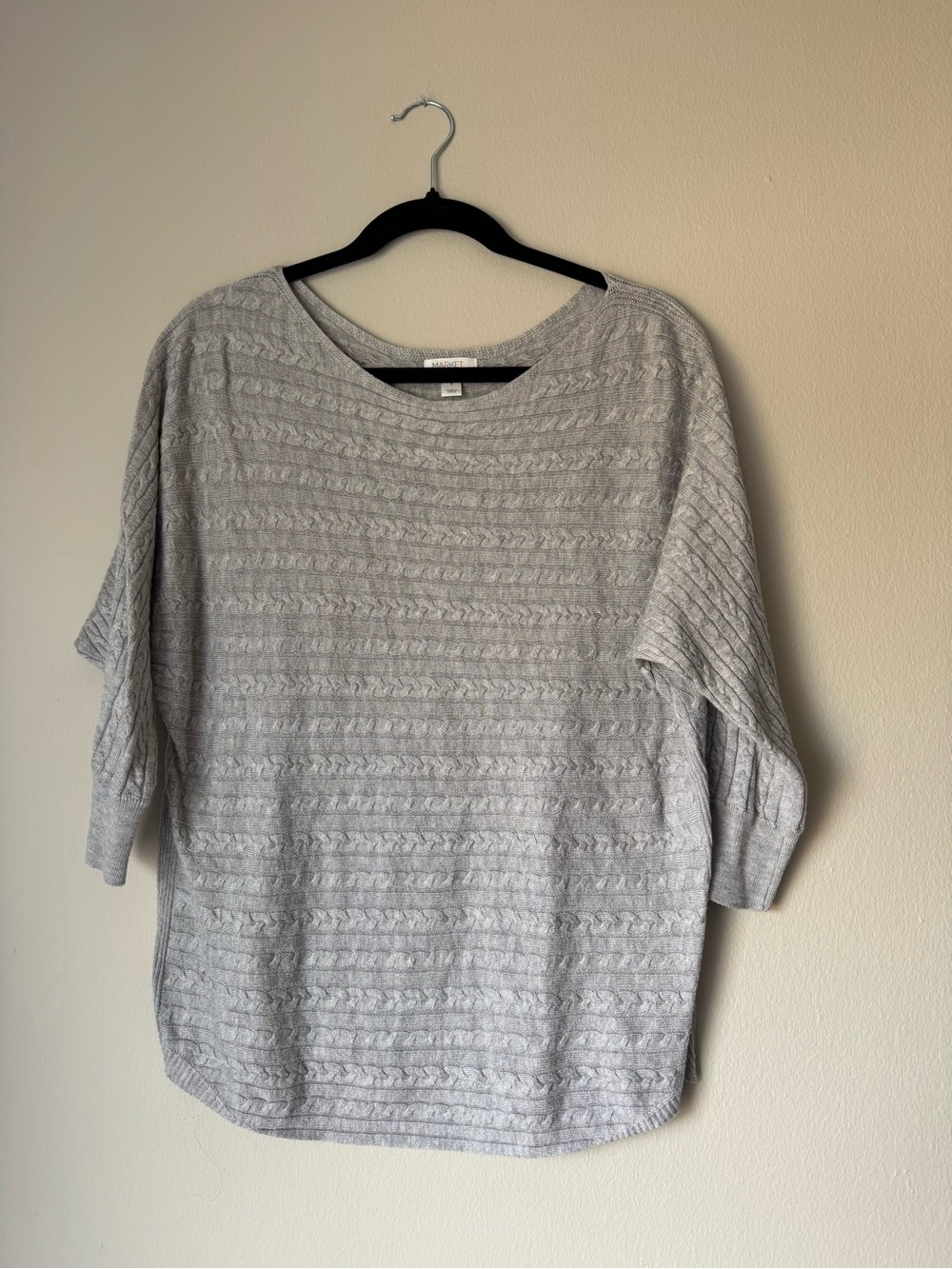 Market & Spruce Light Gray Textured Long Sleeve Tee
